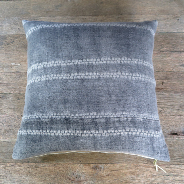 shibori grey linen one of a kind pillow - FOUND&MADE shibori grey linen one of a kind pillow - FOUND&MADE