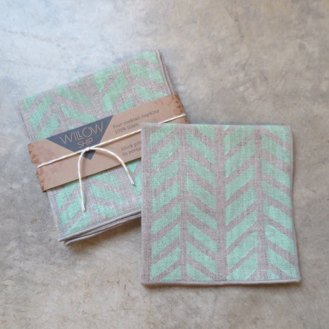 hand block print natural linen napkins by Willowship- FOUND&MADE hand block print natural linen napkins by Willowship- FOUND&MADE