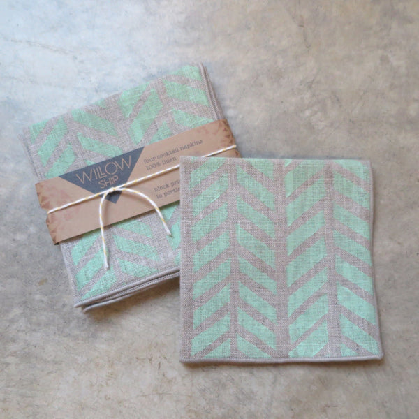 hand block print natural linen napkins by Willowship- FOUND&MADE hand block print natural linen napkins by Willowship- FOUND&MADE