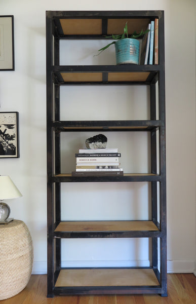 handcrafted steel and reclaimed wood bookcase - FOUND&MADE