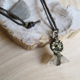 vintage quartz brass necklace-Lou Zeldis-FOUND&MADE  vintage quartz brass necklace-Lou Zeldis-FOUND&MADE