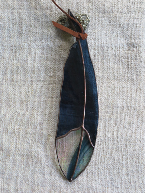 deep indigo classic glass feather - Colin Adrian Glass deep indigo classic glass feather - Colin Adrian Glass