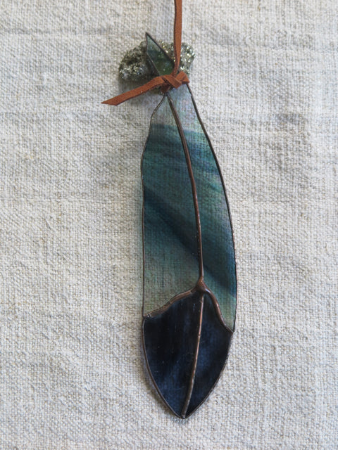 indigo rays classic glass feather - Colin Adrian Glass indigo rays classic glass feather - Colin Adrian Glass