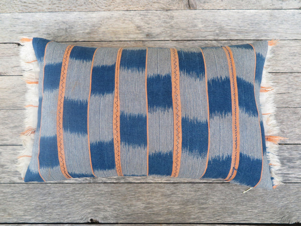 indigo bohemian fringe pillow - FOUND&MADE  indigo bohemian fringe pillow - FOUND&MADE