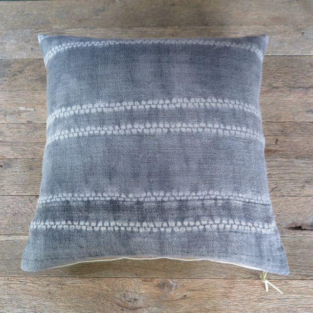 shibori grey linen one of a kind pillow - FOUND&MADE 