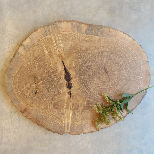 handcrafted reclaimed round oak serve board - FOUND&MADE 