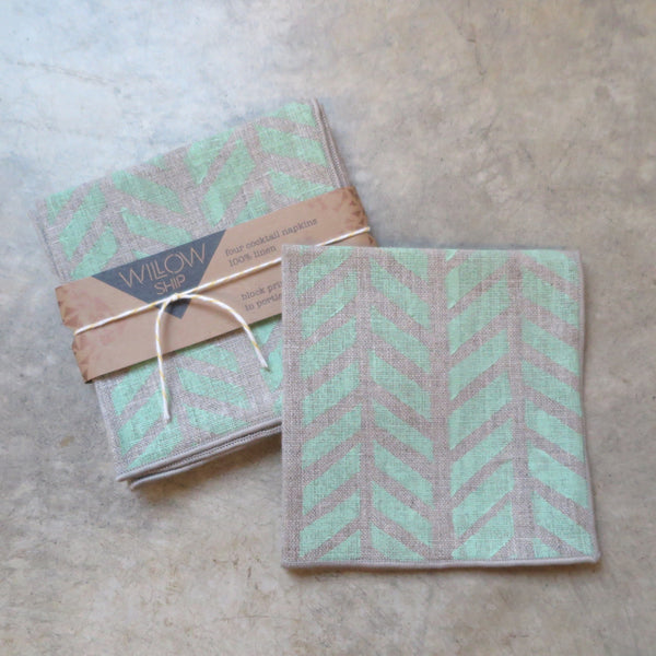 hand block print natural linen napkins by Willowship- FOUND&MADE 