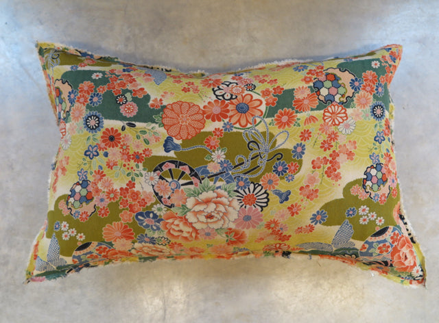 handmade silk kimono one of a kind pillow - FOUND&MADE 