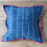 indigo blue flange - one of a kind pillow