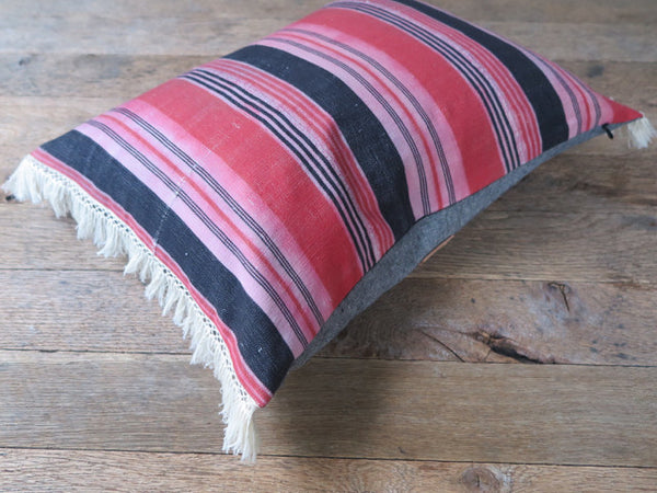 modern pink bold stripe pillow-FOUND&MADE 