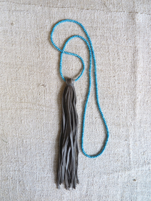 turquoise handmade tassel necklace - Amy Weber Design